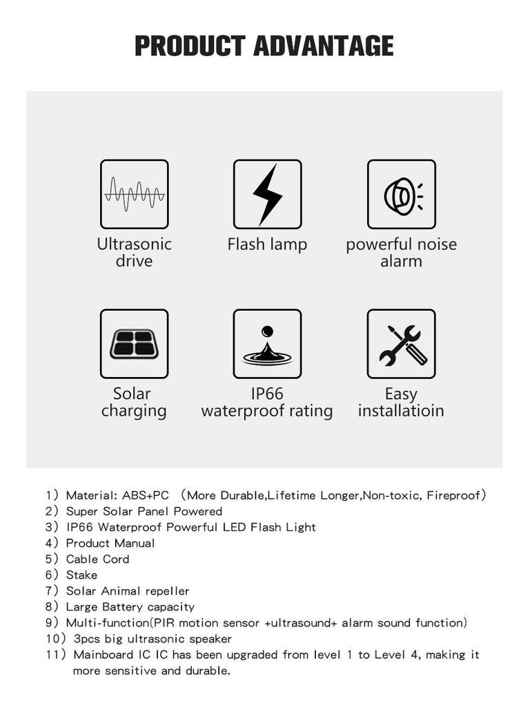 Solar Bird & Animal Repeller with High-Power Alarm