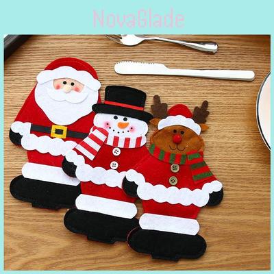 Charming Santa Claus Cutlery Holder Set For Festive Holiday Table Decoration