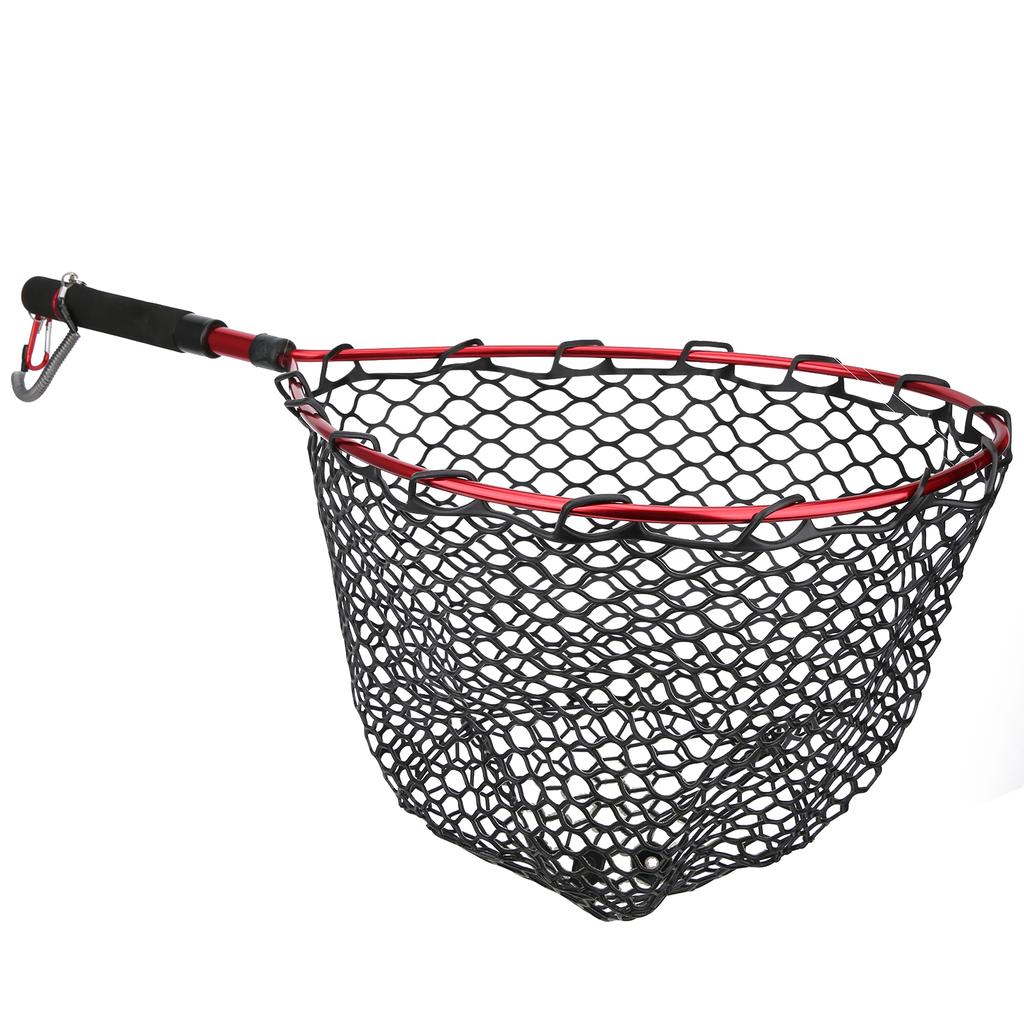 Foldable Lightweight Fly Fishing Landing Net Aluminum Alloy Frame EVA Handle Fishing NetRed