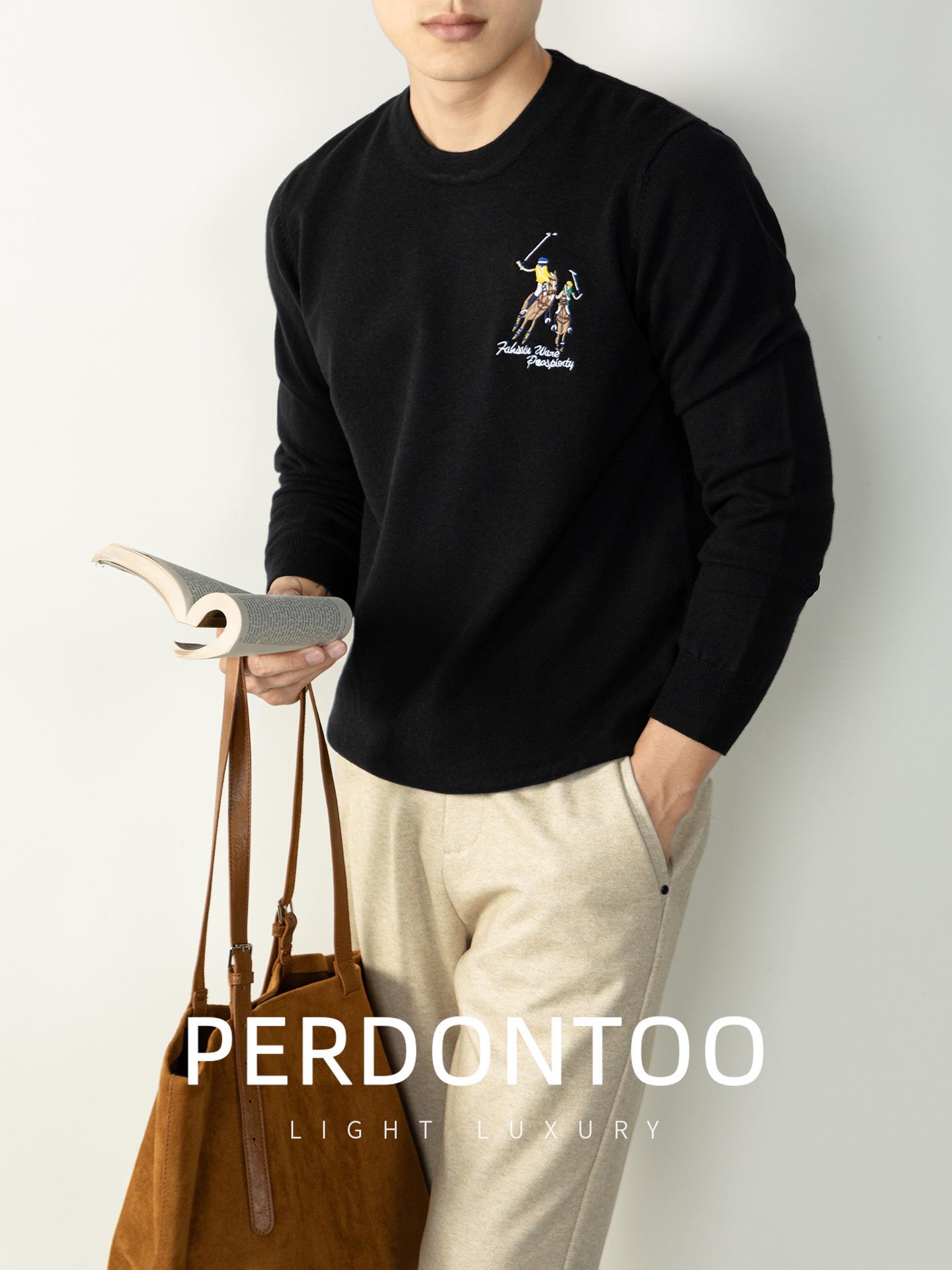 Machine Washable Wool-Modal Thermal Sweater: Men s Trendy Luxury Embroidered Knitwear L