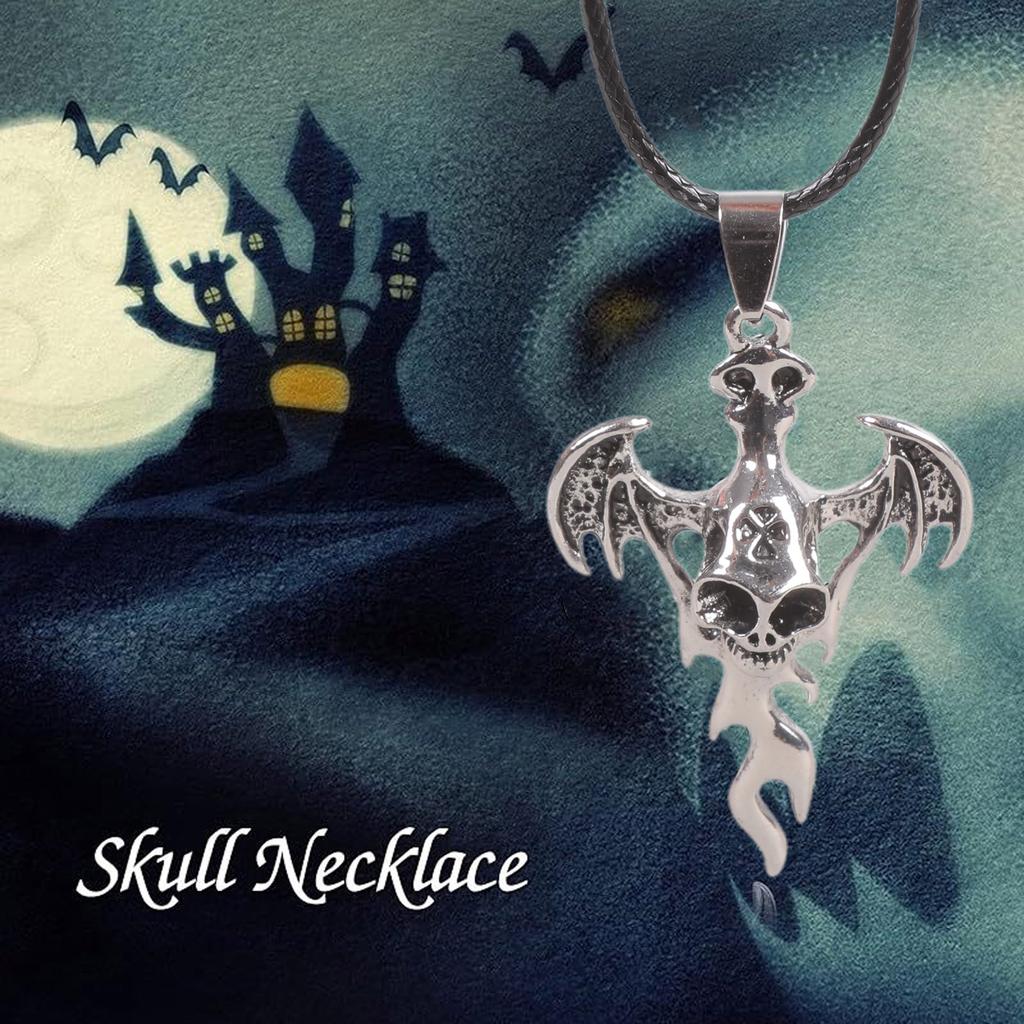 Edgy Skull Cross Pendant Necklace Gothic Halloween Jewelry for Punk Fashion Enthusiasts and Statement Accessories