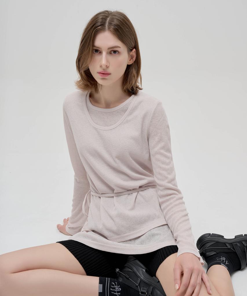 HYEYEONG KIM Double Layered Side Slit Top - Beige