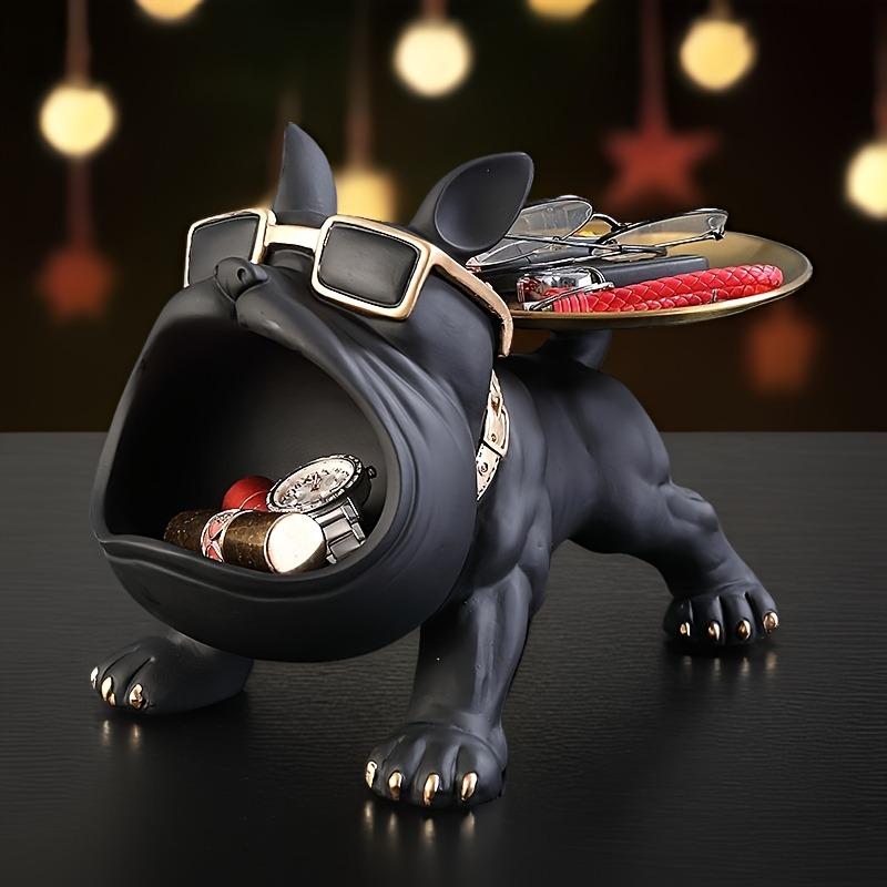 1 French Bulldog Artwork, Scandinavian Style Animal Statue Storage Tray for Candy Snacks Coins Fruit Jewelry Storage
