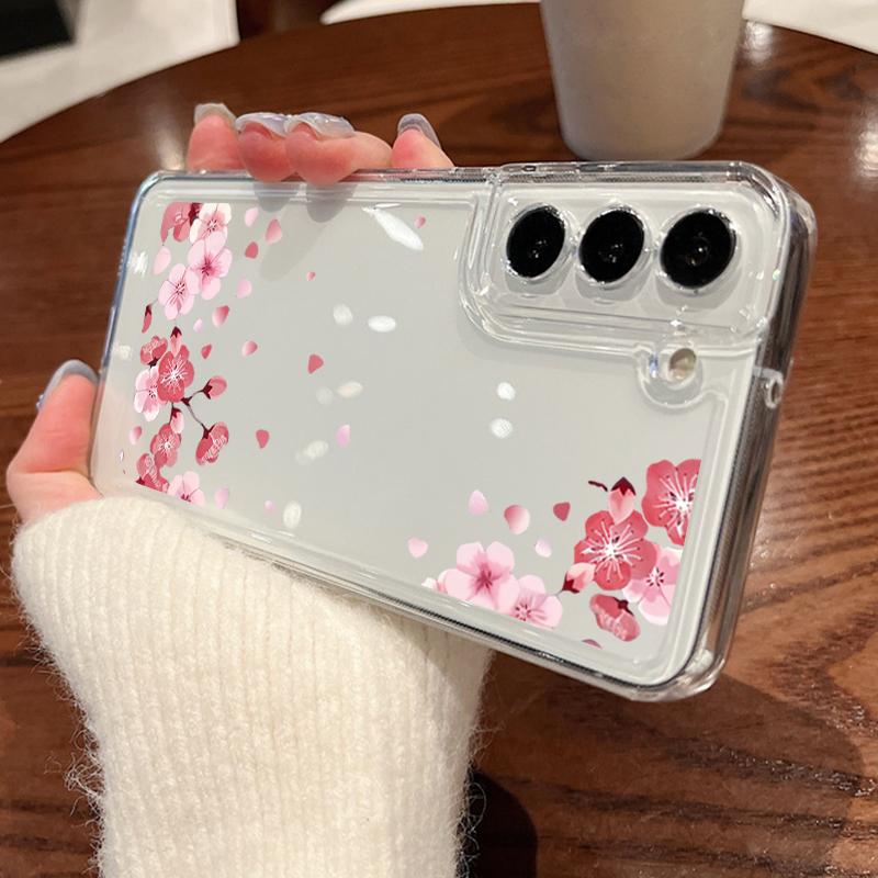 

Прозрачный чехол для Samsung Galaxy S25 Edge S24 S23 S22 Ultra S24 S21 FE A56 A36 A55 A16 A15 5G с розовым узором в виде бантика, мягкий TPU чехол для телефона Samsung Galaxy A52 / A52S чёрный