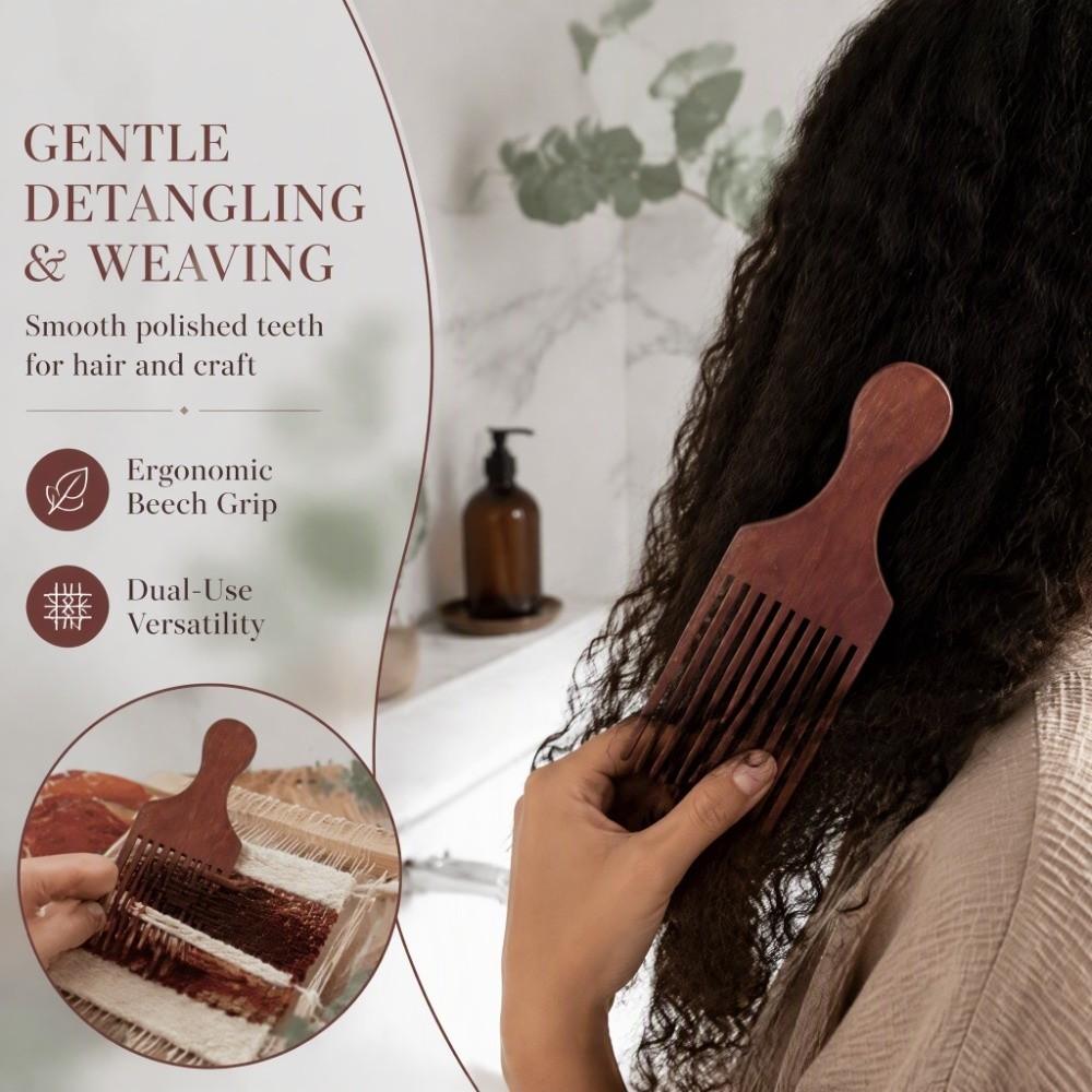 Handcraft Hair Pick Coarse Teeth Beard Comb Portable Weaving Comb  Weaving
