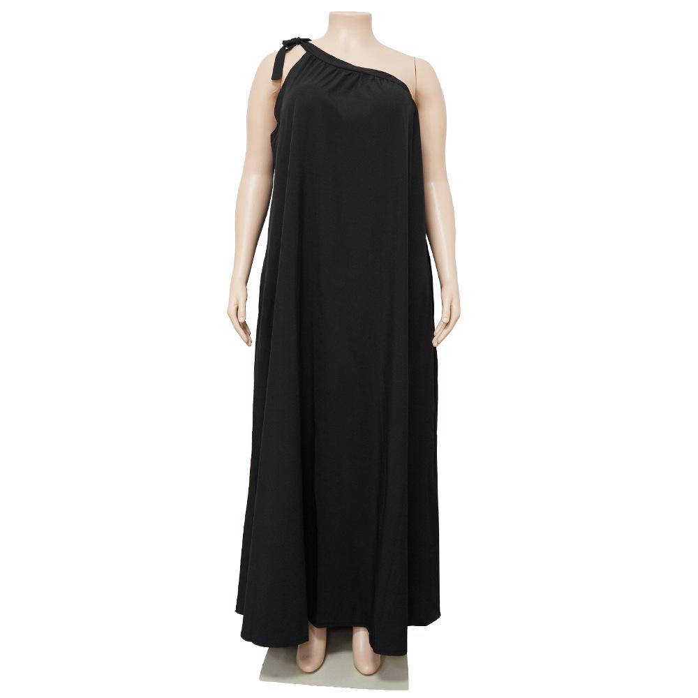 2022 Plus Size Sleeveless One-Shoulder Backless Halter Dress