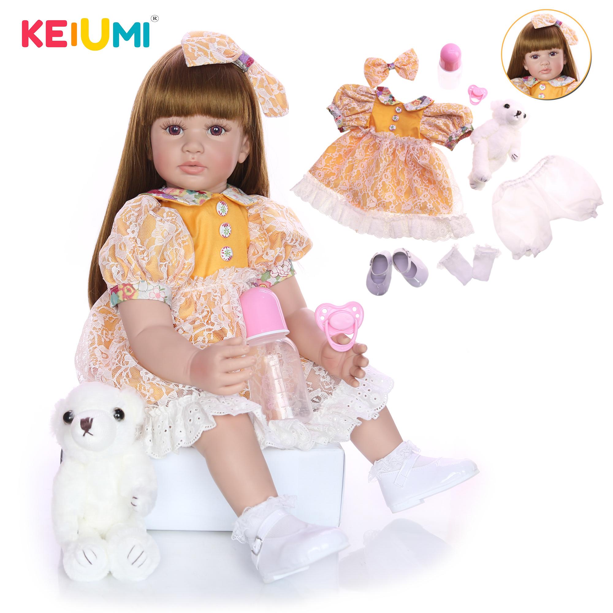 

KEIUMI 60 см куклы реборн тканевое тело мягкие реалистичные принцессы 24 дюйма модные Reborn Bonecas для детей игрушки для друзей подарок