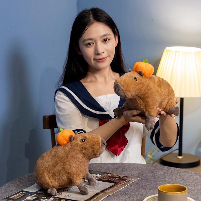 Pumpkin Plush Capybara Toy Stuffed Animal Doll Decoration Gift 30cm Collectors