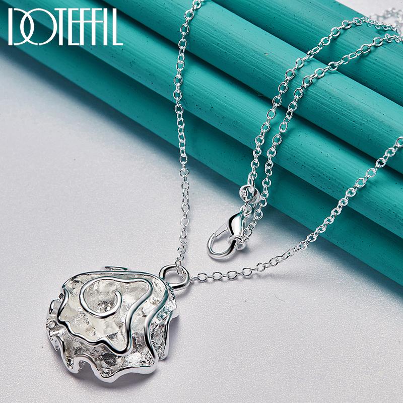 DOTEFFIL 925 Sterling Silver Rose Flower Pendant Necklace for Women Wedding Party Fashion Jewelry