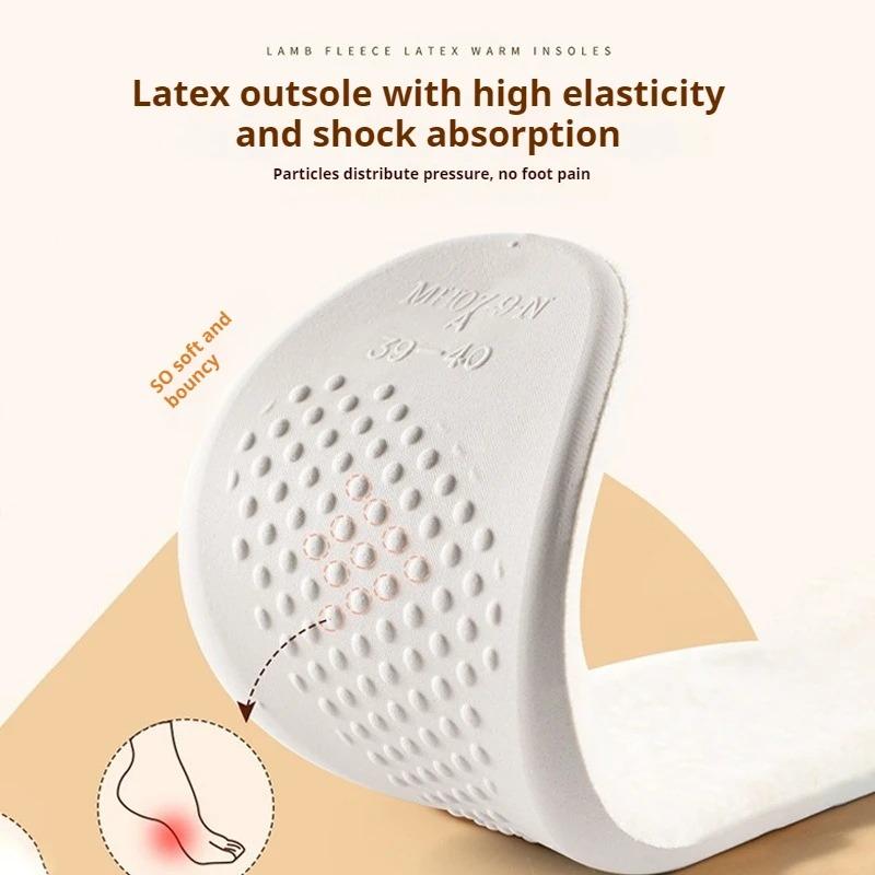 2/4Pcs Latex Thermal Insole Winter Warm Cotton Super Soft Long Station Anti Pain Sweat Absorption Shoes Self-heating Shoe Pads