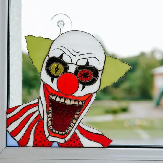 Window Clown Decoration Gothic Acrylic Colorful Clown Ornament Window Corner