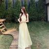 French-style strapless dress with a stylish design for summer, a new vacation-style waist-cinching A-line long skirt for women
