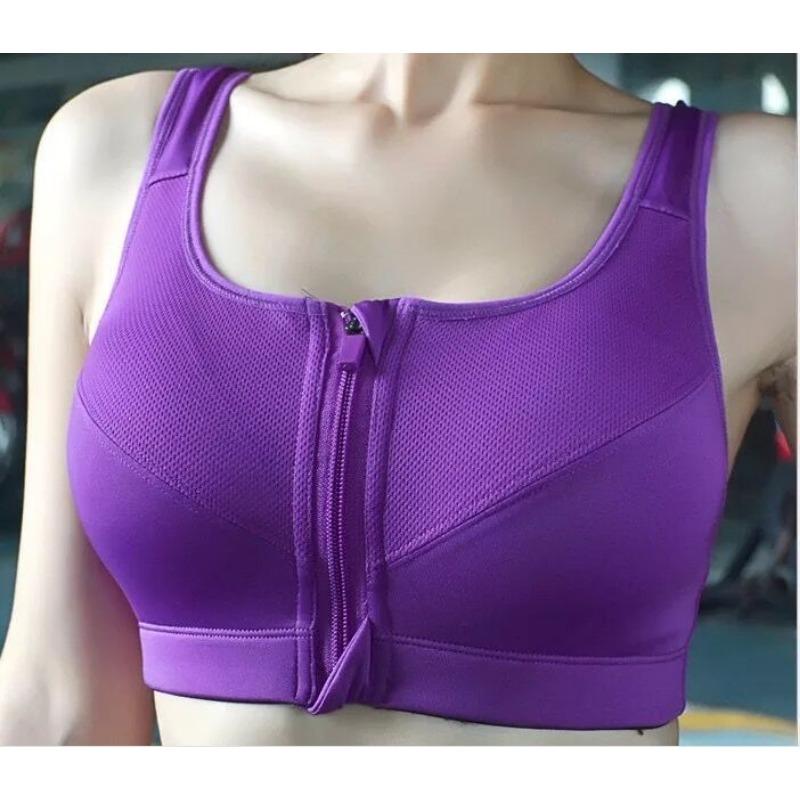 Wireless High Impact Front Zip Sports Bra For Women Workout
