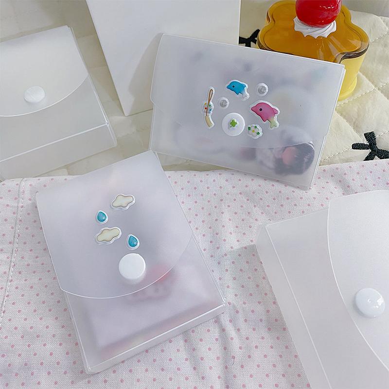 2Pcs Translucent Frosted Button Storage Box Portable Pocket Album Case Container Dustproof Kpop Idol Photo Card Organizer