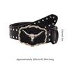 Waist Belt Engraved Buckle for Cowboy Cowgirl with Longhorn Vintage Belt Hot Girl WaistChain Studded Sexy Oversize Belt