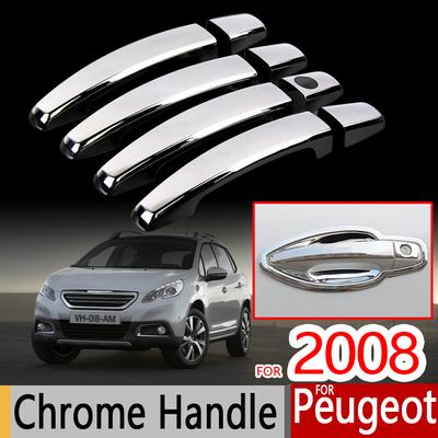 Chrome Door Handle Cover Trim Set for Peugeot 2008 2013- Accessories Stickers 2013 2014 2015 2016 2017 2018  Car Styling