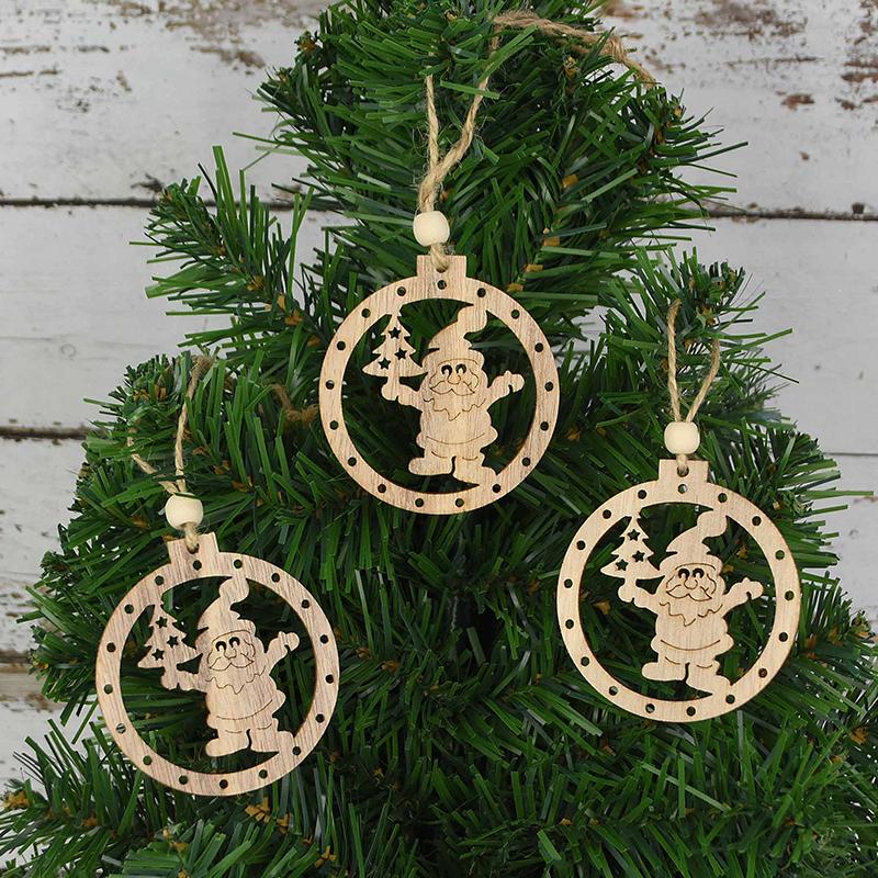 3 Stück Vintage Weihnachten Holzanhänger Ornamente DIY Holzhandwerk Weihnachtsdekorationen Weihnachtsbaum Hängeornamente Geschenke