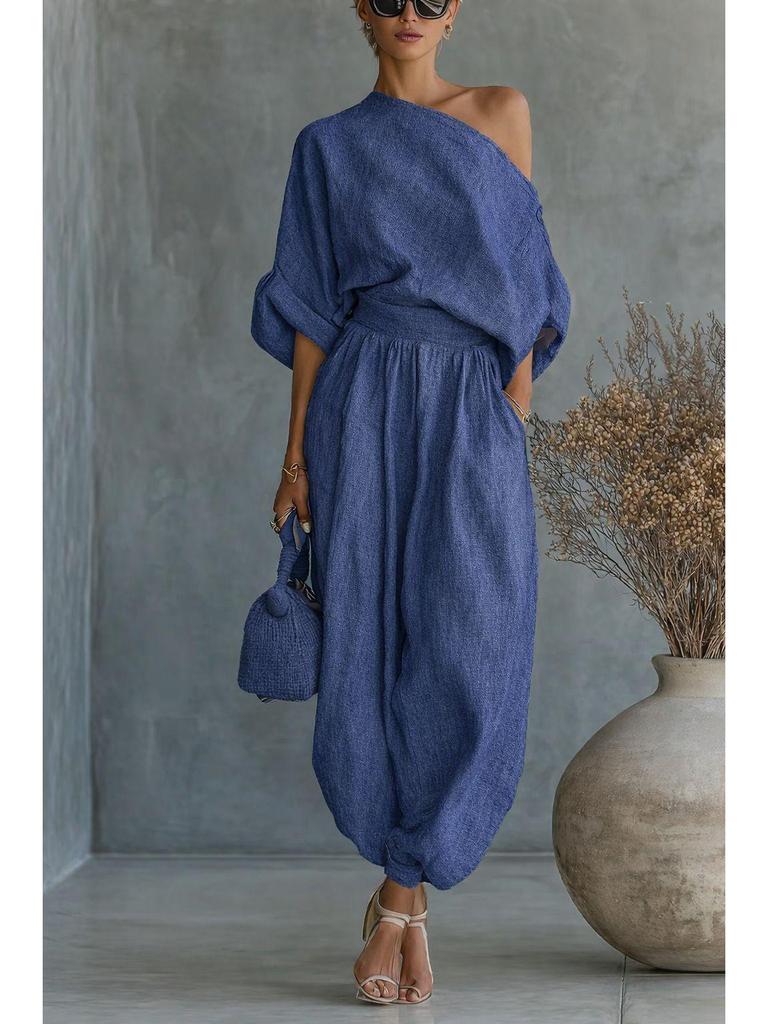 2026 Spring Wide-Leg Casual Lantern Pants - Cotton Linen Blend