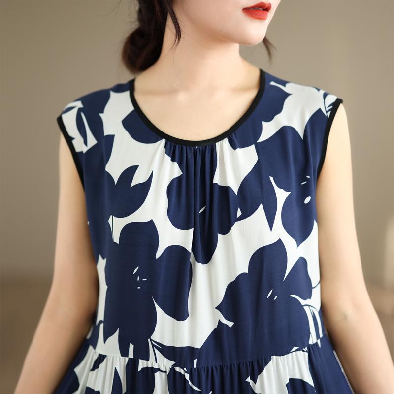 Elegant Women's Summer Dress Plus Size Casual Loose Sleeveless Long Dress Female Vintage Clothes