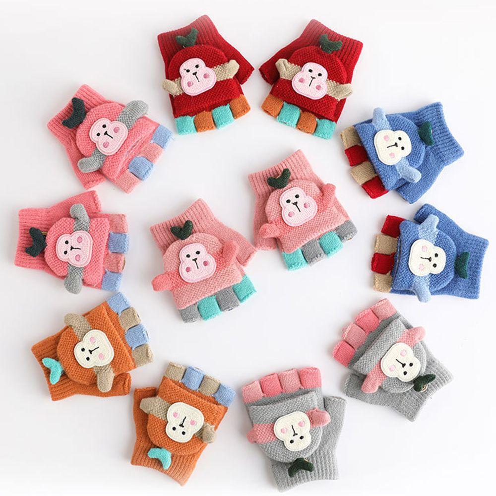 Mädchen Winter Warme Fäustlinge Klappmuschel Halbfingerhandschuhe Strickhandschuhe Kinder Fingerlose Handschuhe