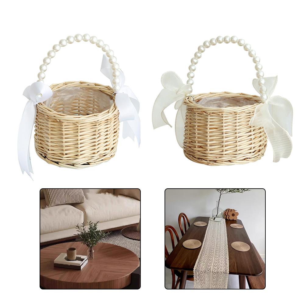 Charming Accent Wedding Basket Willow Basket Woven Flower Basket