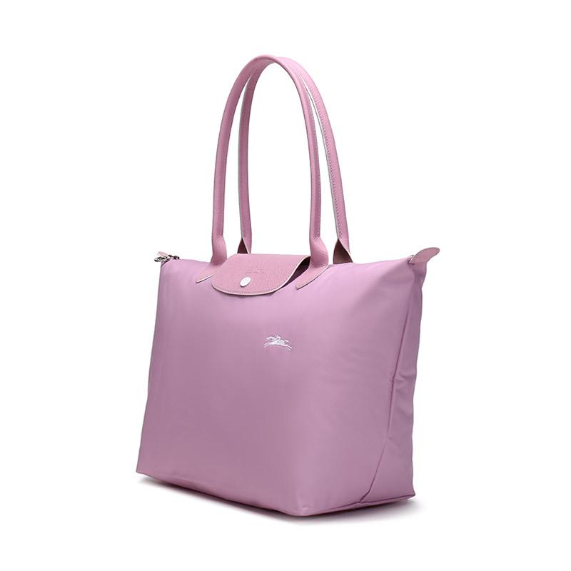 Longchamp Polyamide Canvas With Cow Leather Canvas Bag, One Shoulder Handbag Large Womens Pink