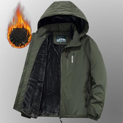 Winter Velvet Thickened Cotton-padded Men's Jacket Outdoor Windproof and Waterproof Mountaineering Suit Jacket Men's Medium and Long Jacket