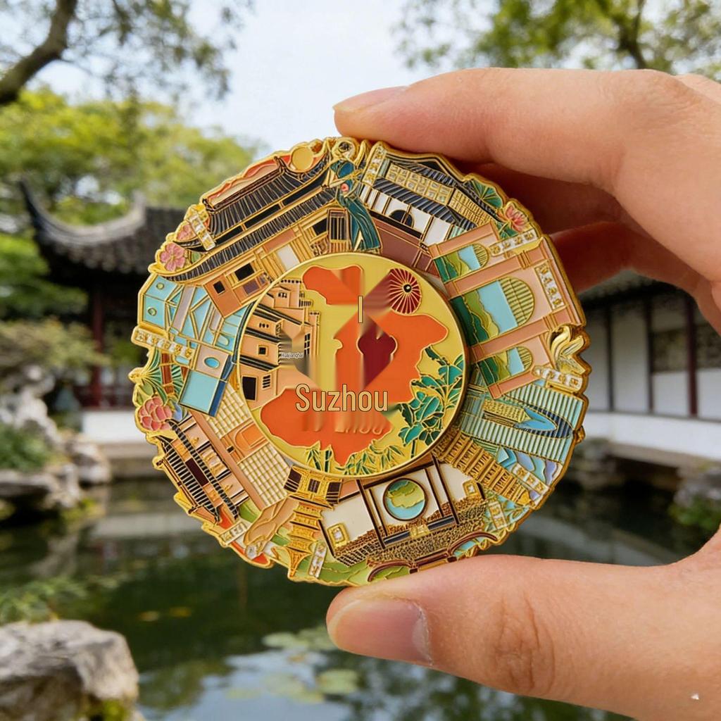 Humble and Lingering Garden Scenic Enamel Metal Magnet - Cultural Souvenir