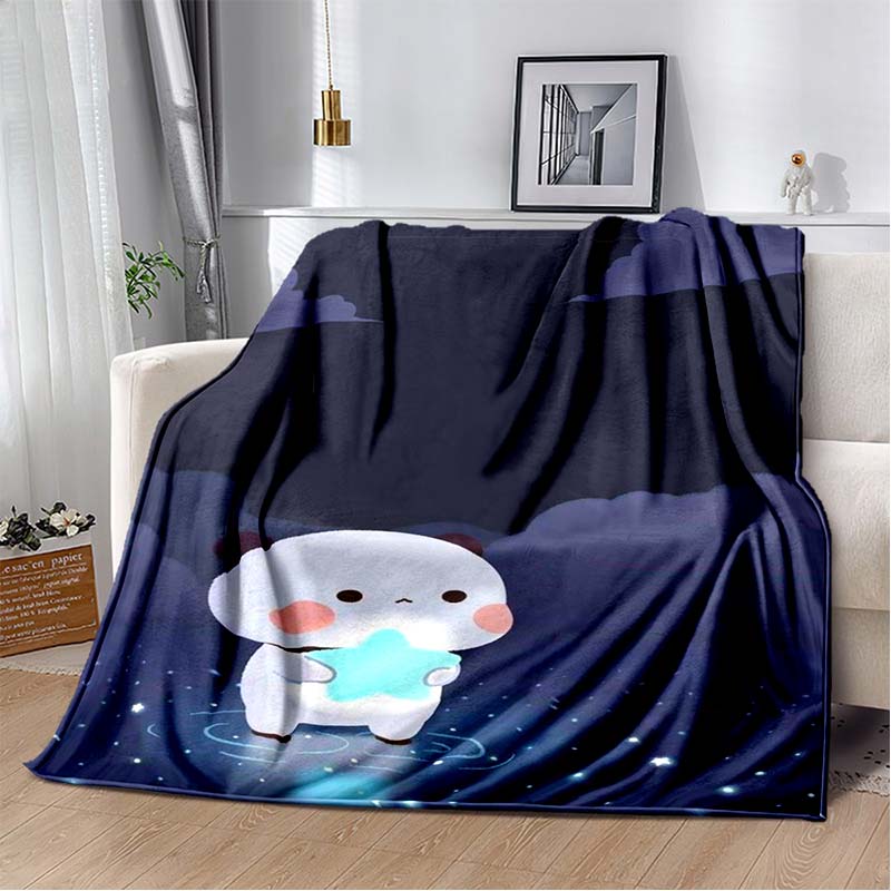 Cute Bubu and Dudu Series Blanket Cartoon Print Kids Warm Flannel Soft Comfortable Home Travel Blanket Bed Blanket Birthday Gift