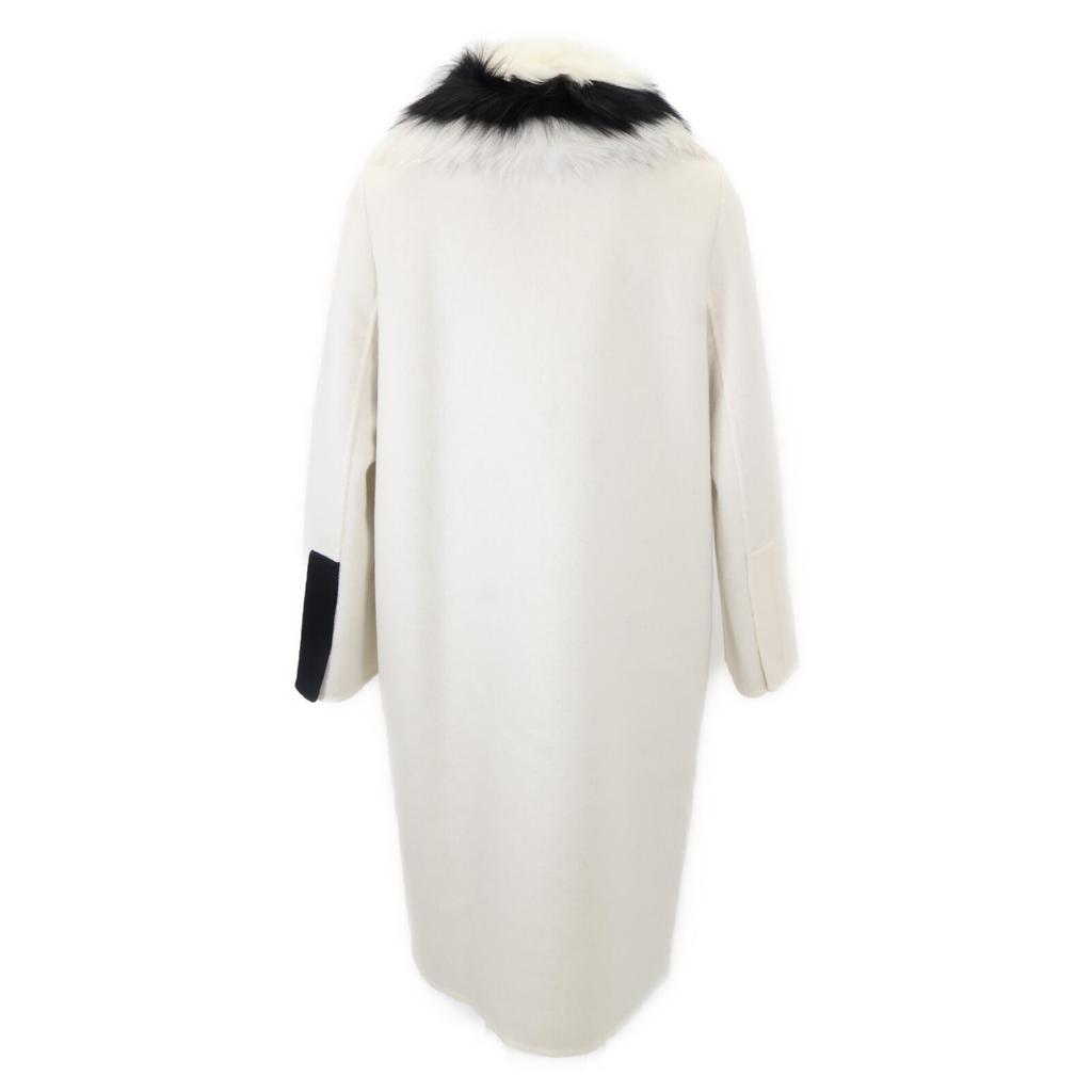 FENDI [Good condition/domestic regular] FFP13314XF0502 100% cashmere with fox fur collar coat 36 IvoryUsed