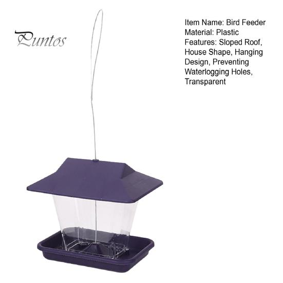 Bird Feeder with Drainage Holes Large Capacity Transparent Plastic Outdoor Wild Bird Hanging Feeders with Sloped Roof for Outside Garden Yard