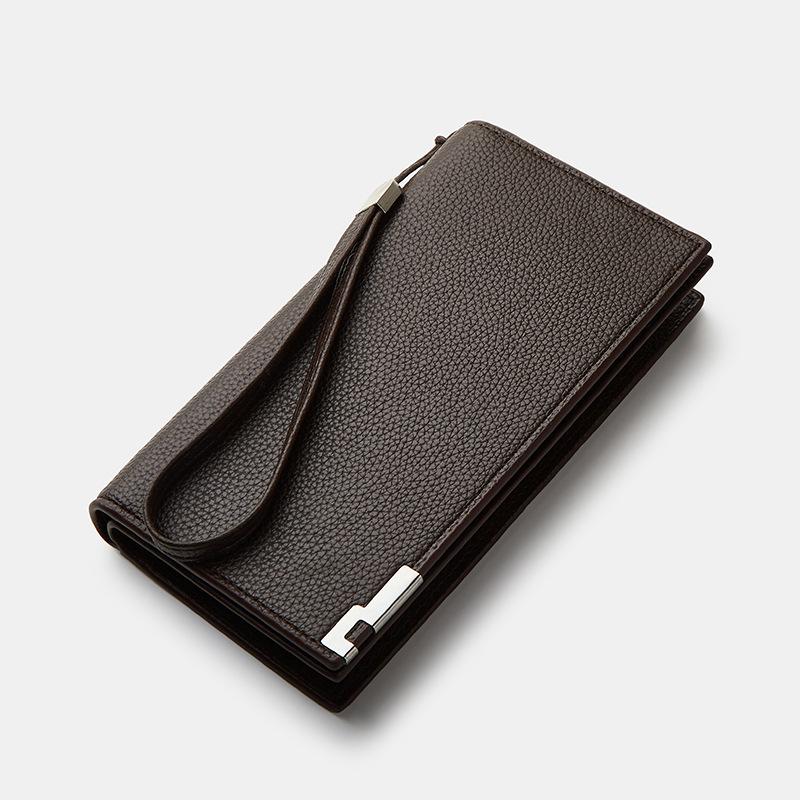 

Men s Long Zipper Handbag: Fashionable, Multifunctional Leather Clutch and Card Holder 19.5*3*10 cm кофейный
