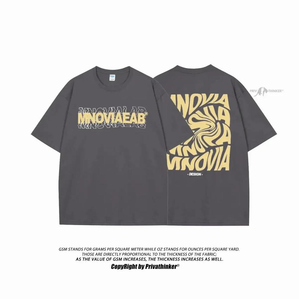 American 210GSM Printed T-shirts Men Oversized T-Shirt Summer Cotton Short Sleeve Tees Ins Male Top Streetwear Versatile Clothes