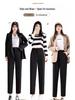 Women's High-Waist Black Cigarette Pants - Slimming, Plus Size, Cropped, Straight Fit for Spring/Autumn