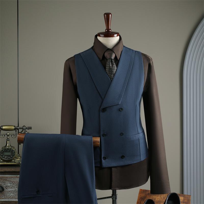 Plus Size Men's Striped Business Casual Wedding & Formal Suit Set