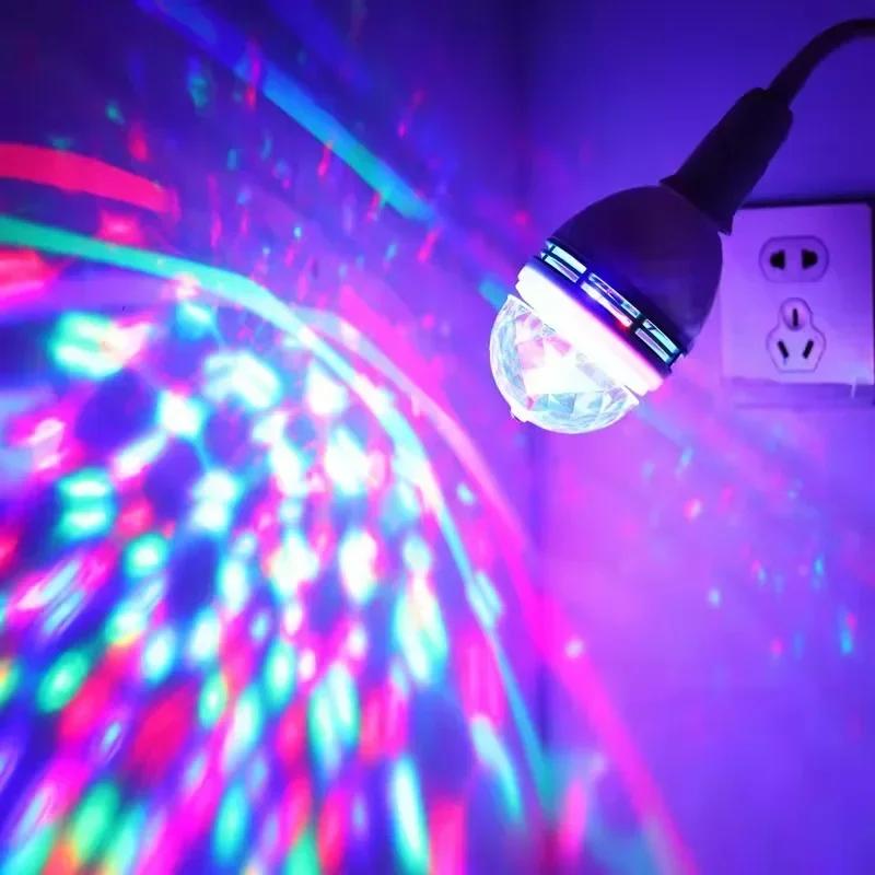 Aautomatic E27 Rotating Colorful Stage Effect LED Lamp Bulb Bedroom Romantic Flirt Atmosphere Light KTV DJ Home Dance Party