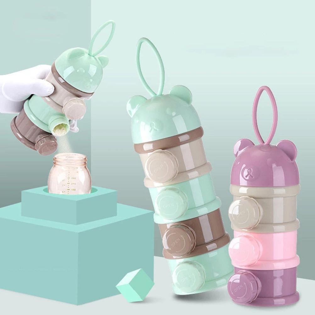 1PCS 4 Layer Baby Formula Dispenser Side Open Milk Powder Container Feeding Storage Box