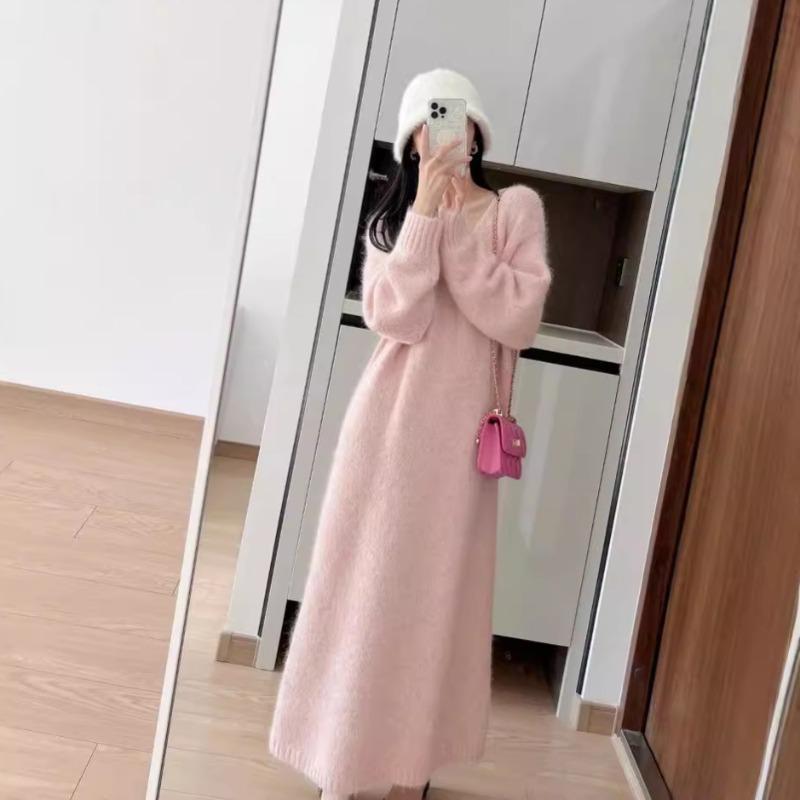 Fashion lazy gentle high-end sweater dress loose retro light mature temperament age reduction