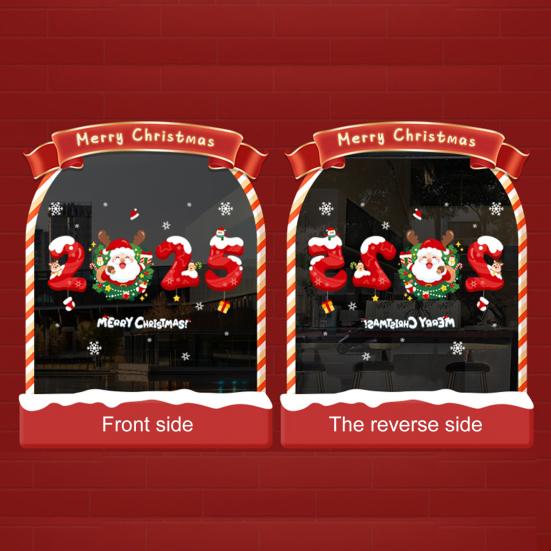 Vánoční přilnavé dekorace na okno Vánoční strom Santa Sob Sněhulák Samolepky na sklo Odnímatelné statické nálepky na okno pro zimní svátky Domácí párty potřeby