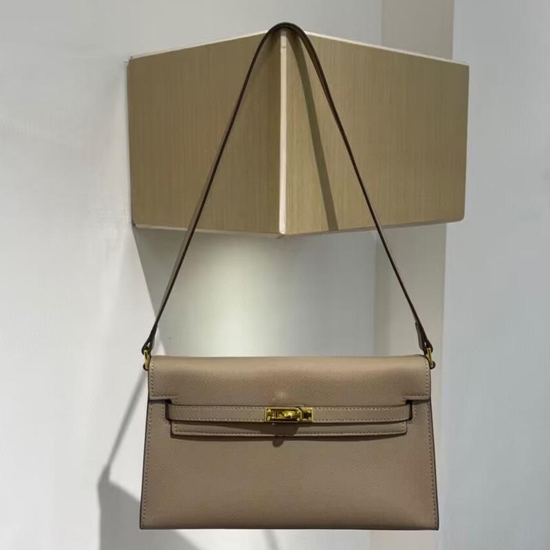 Nová jednobarevná podpažní taška z pravé kůže, Dámská taška přes rameno, Módní taška crossbody, Univerzální malá čtvercová taška pro ženy