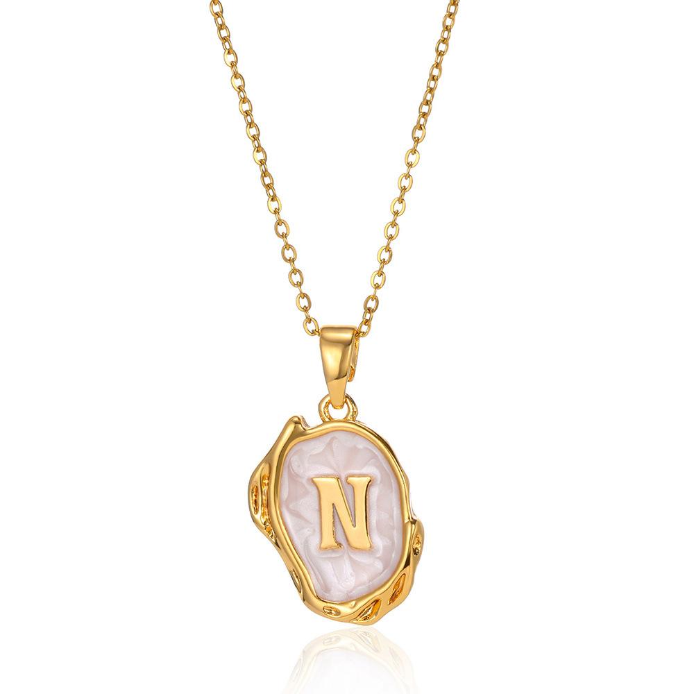 26 Letter Irregular Pendant Ladies 18K Gold-plated Letter Necklace Dating Birthday Gift