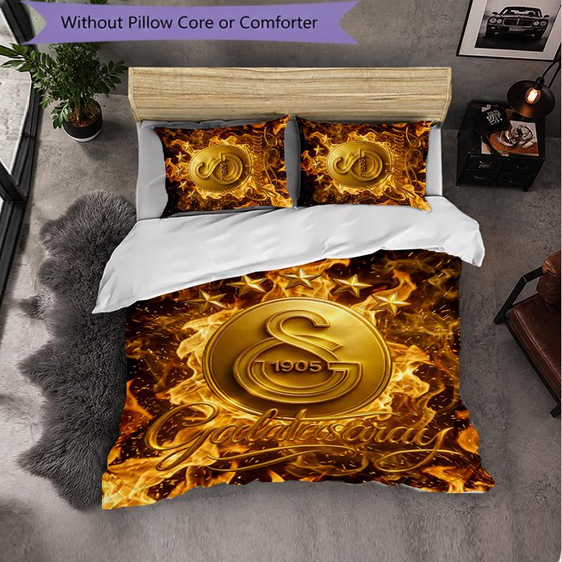 Biancheria da letto a tema Galatasaray FC Set 3 Pezzi Copripiumino Biancheria da letto decorativa per camera da letto per adolescenti Decorazione per la casa