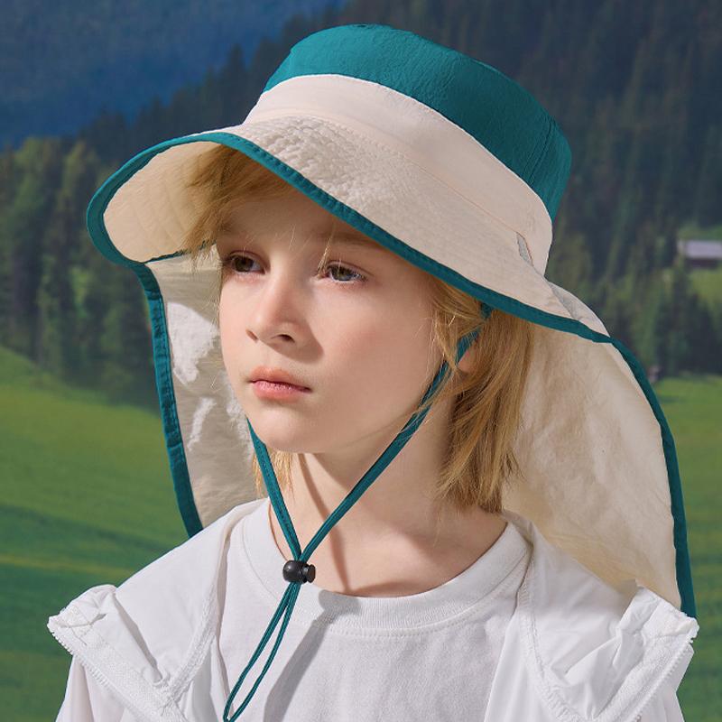 Kapelusz przeciwsłoneczny dla dzieci z osłoną na kark, kapelusz wędkarski z szerokim rondem dla niemowląt, chłopców, dziewczynek, na lato, na zewnątrz, regulowany, ochrona UV, 7 kolorów