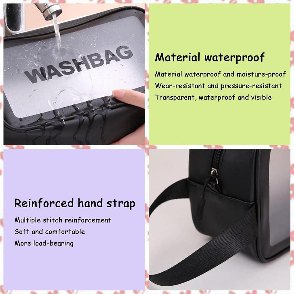 1/3pcs Transparent Makeup And Toiletries Bag, Large Capacity Pvc Semi Transparent Frosted Portable Storage Bag