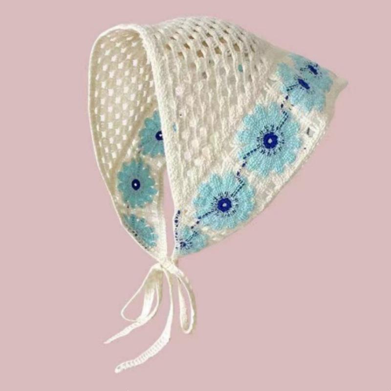 Ręcznie robiona szydełkowa trójkątna chusta na głowę: Francuski Retro, Wszechstronny, Styl Pastoralny