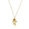 INS Light Luxury Rose Flower Sun Double Ring Pendant Necklace, 18K Gold-Plated Stainless Steel, Waterproof Clavicle Chain