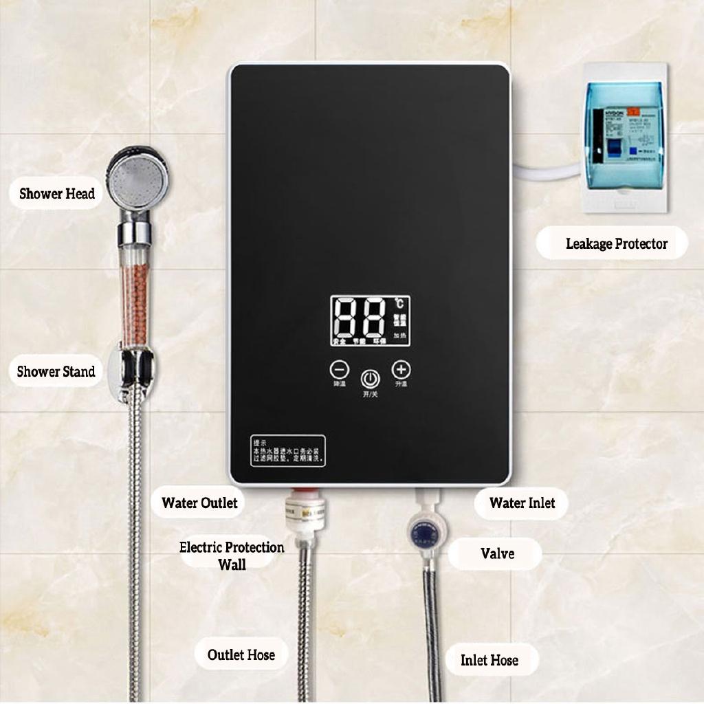 Mini Instant Water Heater Home Use Quick Heaters 220V LCD Display Touch Temperature Control Constant Temperature 6KW