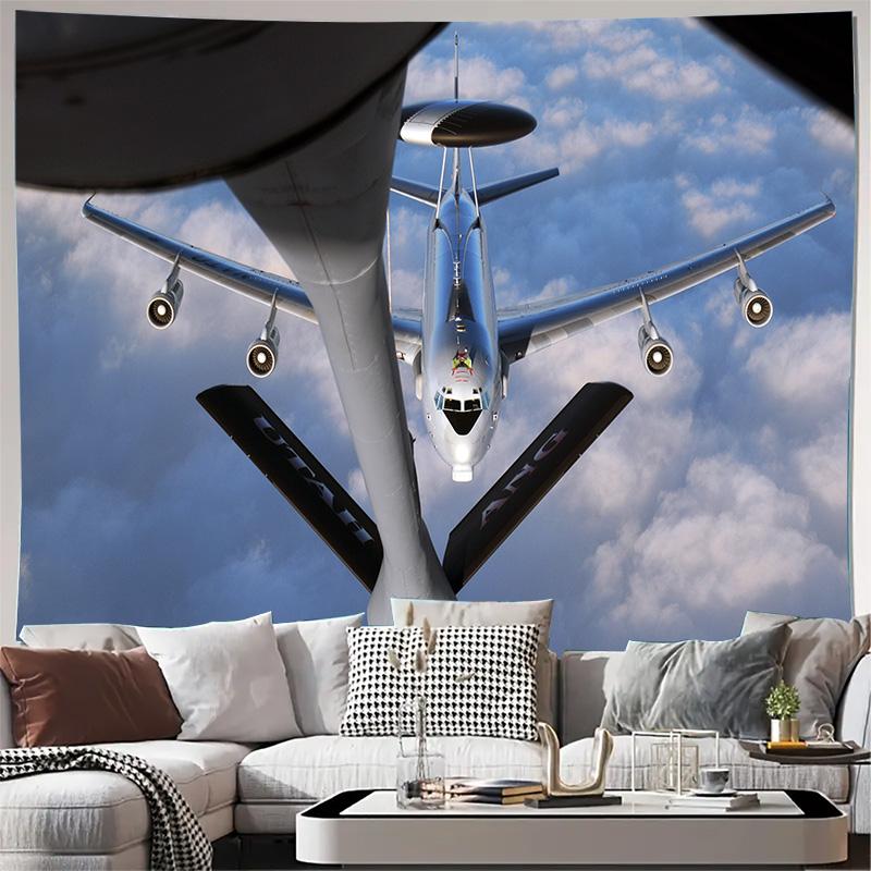 

Aircraft E 3 Sentry AWACS Jet Plane Sky Clouds Aviation Photography Wall Tapestry Machine Washable All Season Decor Print Home 74x94cm(29x37in)