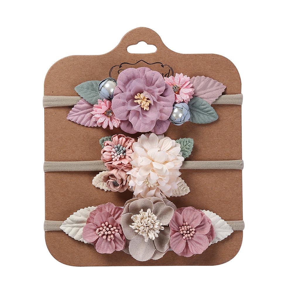 Artificial Flower Baby Headband Newborn Boy Girl Pearl Elastic Nylon Hair Band Child Photography Props Headwraps