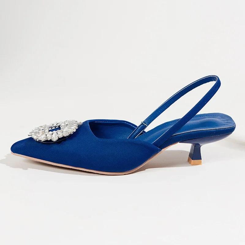 Fashion 2024 Ladies Shoes Crystal Women's High Heels Fashion Slingbacks Party Sandals Women Sexy Pointed Toe Thin Heels Toe Cap Sandals